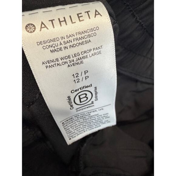 Athleta Avenue Wide Leg Crop Pant Black Sz 12P Lightweight Commute - Picture 12 of 13
